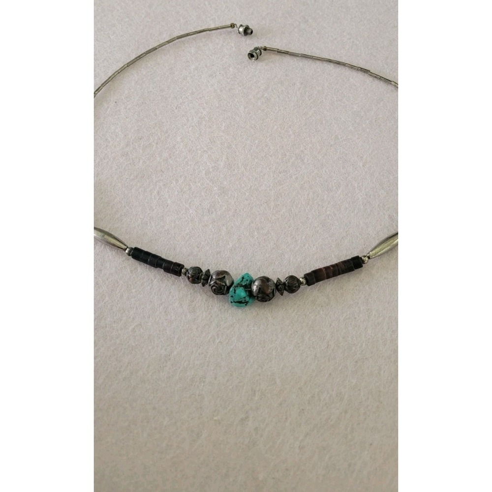 Southwestern Bird Bead Turquoise Chip Heishi Style Necklace 21in